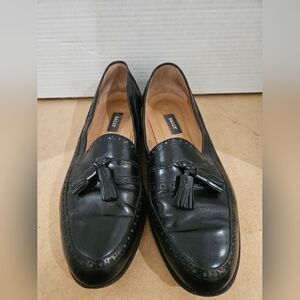 Bally David Loafer Dress Men's Size 10.5 D Black Leather Brogue Tasseled Slip On